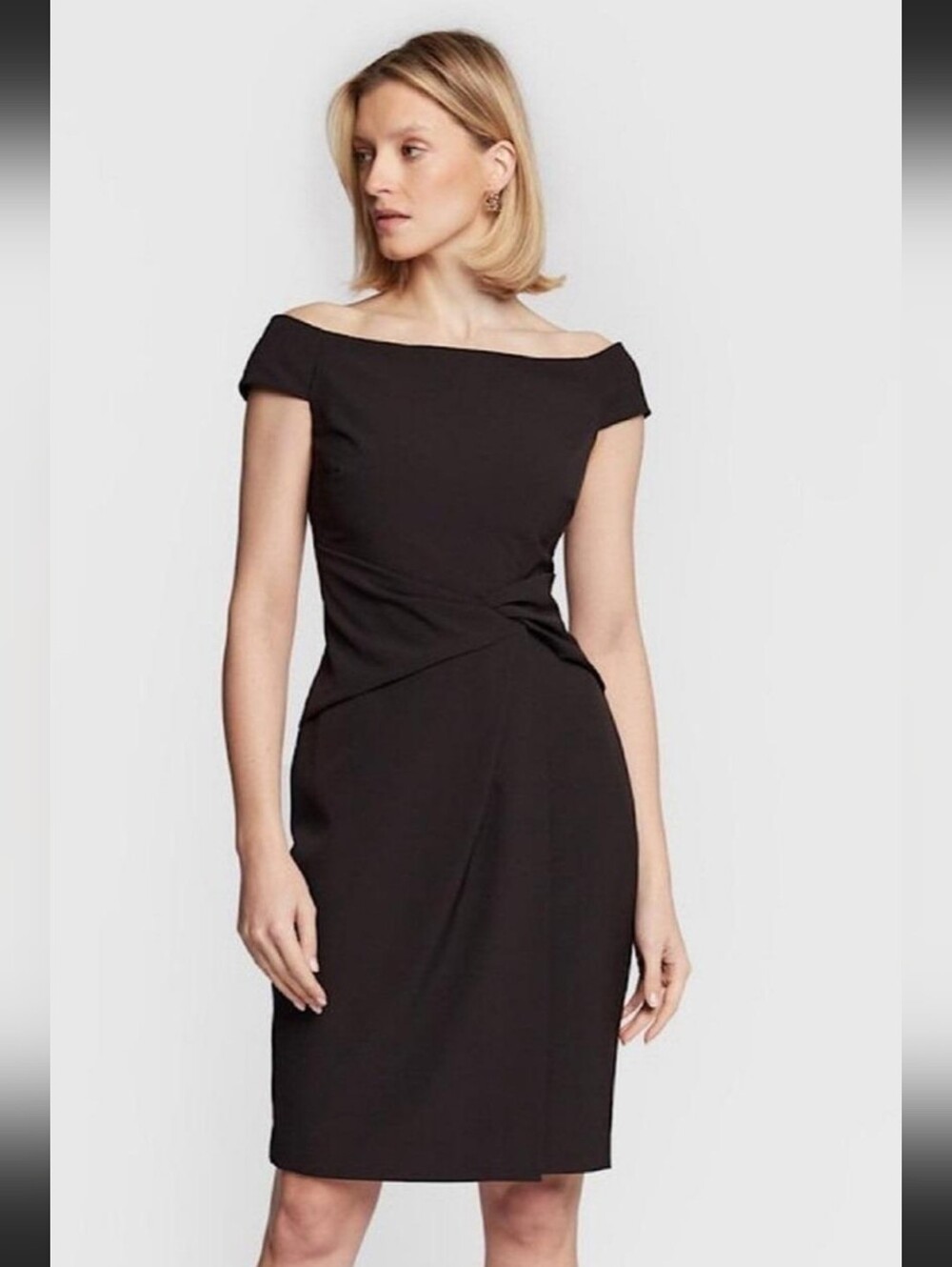 Off-Shoulder Black Sheath Dress